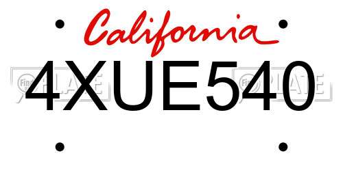 4XUE540 California License Plate
