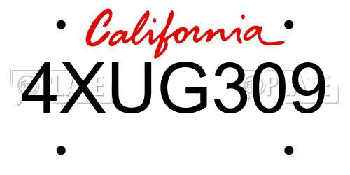 4XUG309 California License Plate