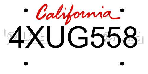 4XUG558 California License Plate