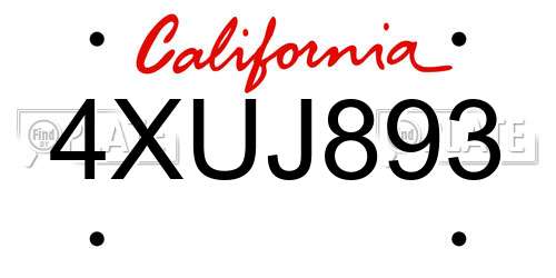 4XUJ893 California License Plate