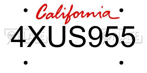 4XUS955 California License Plate