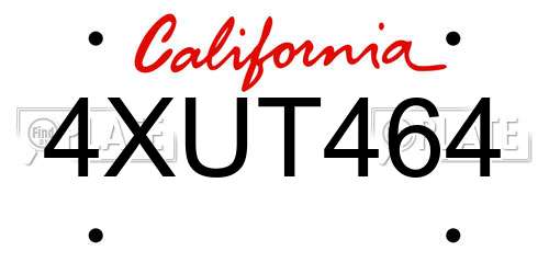 4XUT464 California License Plate