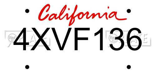 4XVF136 California License Plate