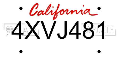 4XVJ481 California License Plate
