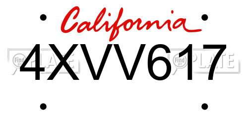 4XVV617 California License Plate