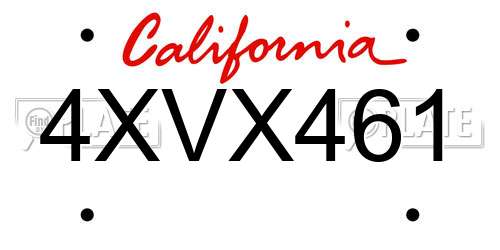 4XVX461 California License Plate