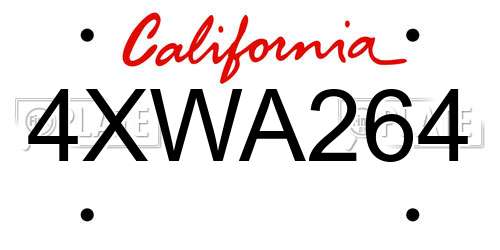 4XWA264 California License Plate