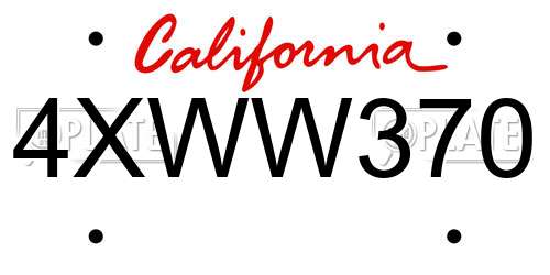 4XWW370 California License Plate
