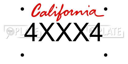 4XXX4 California License Plate