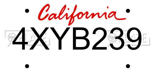 4XYB239 California License Plate