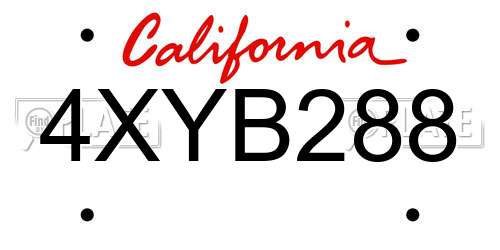 4XYB288 California License Plate
