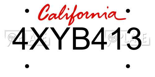 4XYB413 California License Plate