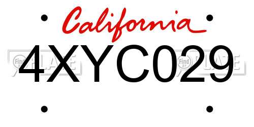 4XYC029 California License Plate