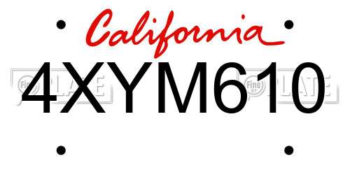 4XYM610 California License Plate