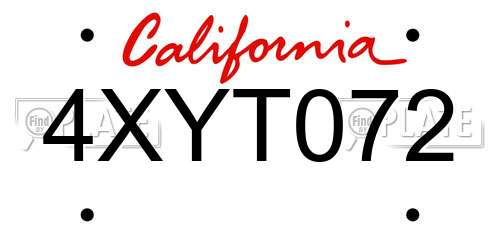 4XYT072 California License Plate