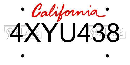 4XYU438 California License Plate