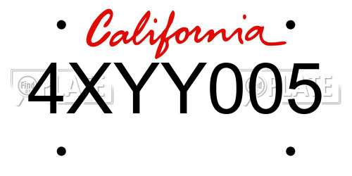 4XYY005 California License Plate