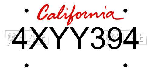 4XYY394 California License Plate