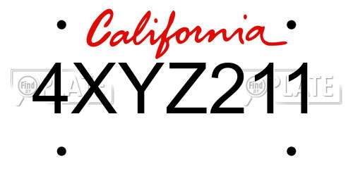 4XYZ211 California License Plate