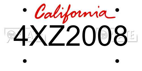 4XZ2008 California License Plate