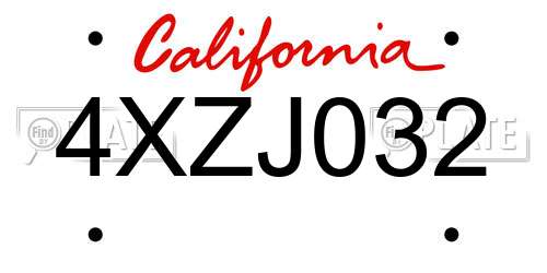 4XZJ032 California License Plate