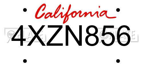 4XZN856 California License Plate