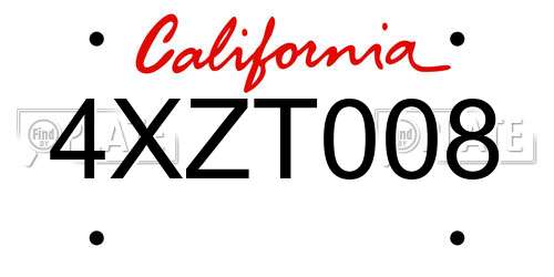 4XZT008 California License Plate