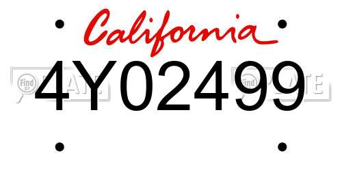 4Y02499 California License Plate