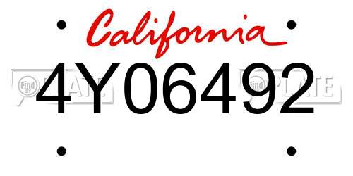 4Y06492 California License Plate