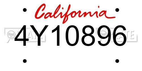4Y10896 California License Plate