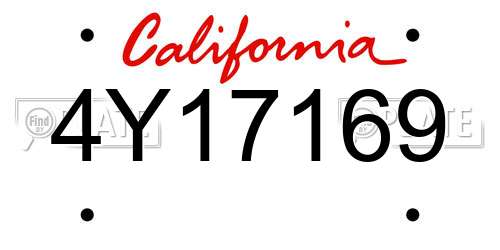 4Y17169 California License Plate