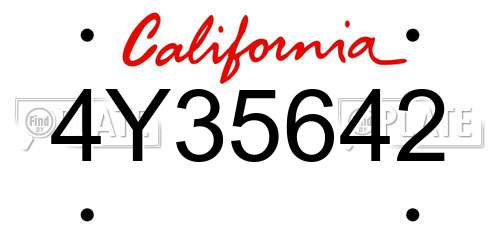 4Y35642 California License Plate