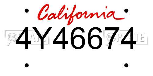 4Y46674 California License Plate