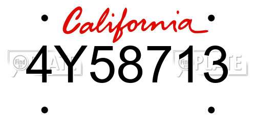 4Y58713 California License Plate