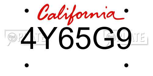 4Y65G9 California License Plate