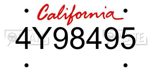 4Y98495 California License Plate