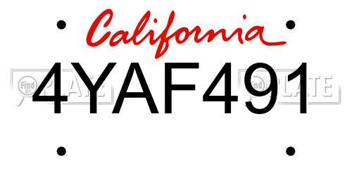 4YAF491 California License Plate
