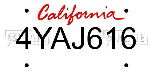 4YAJ616 California License Plate