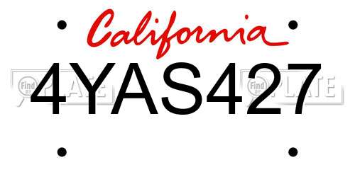 4YAS427 California License Plate