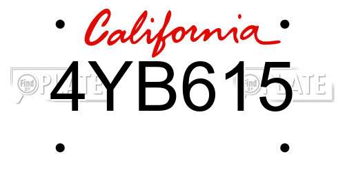 4YB615 California License Plate