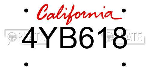 4YB618 California License Plate