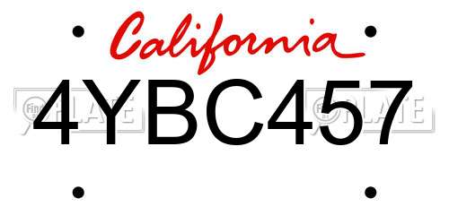 4YBC457 California License Plate