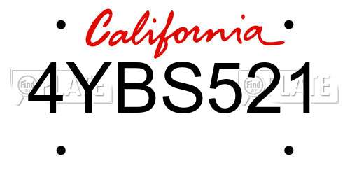 4YBS521 California License Plate