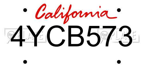 4YCB573 California License Plate