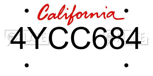 4YCC684 California License Plate