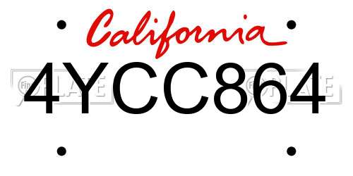 4YCC864 California License Plate