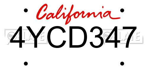 4YCD347 California License Plate