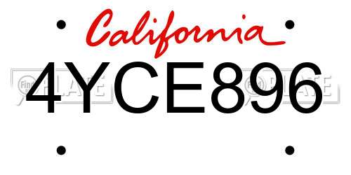 4YCE896 California License Plate