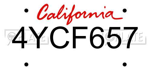 4YCF657 California License Plate