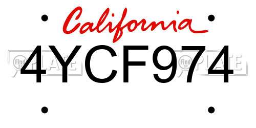 4YCF974 California License Plate